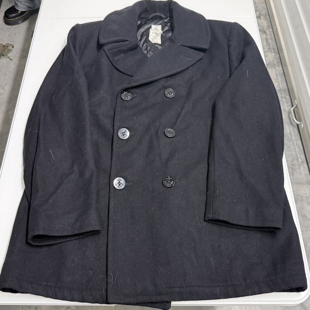 Sterlingwear of Boston DSCP Pea Coat Mens 48R Black Excellent Wool US Navy USA